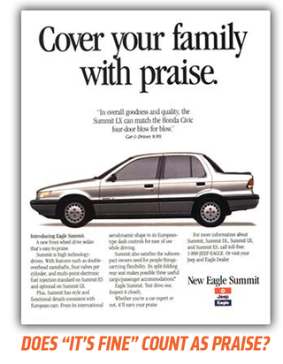 Illustration for article titled Meh Car Monday: Soar Into Forgettability Like an Eagle Summit
